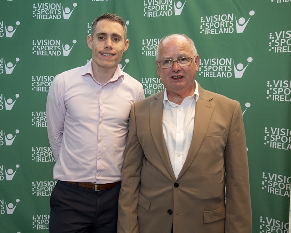 Joe Geraghty and former Paralympic athlete Jason Smyth at the launch of “Out of Sight”